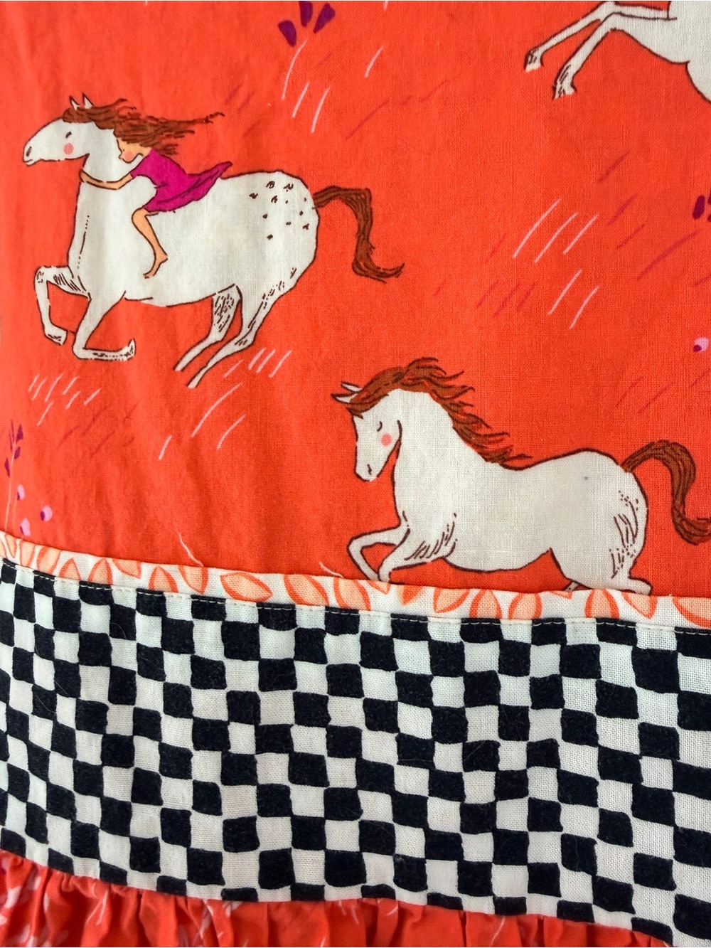 Tati & Me Horse Print Tie Back Coral Dress Boutique 100% Cotton Sleeveless USA - Picture 3 of 7